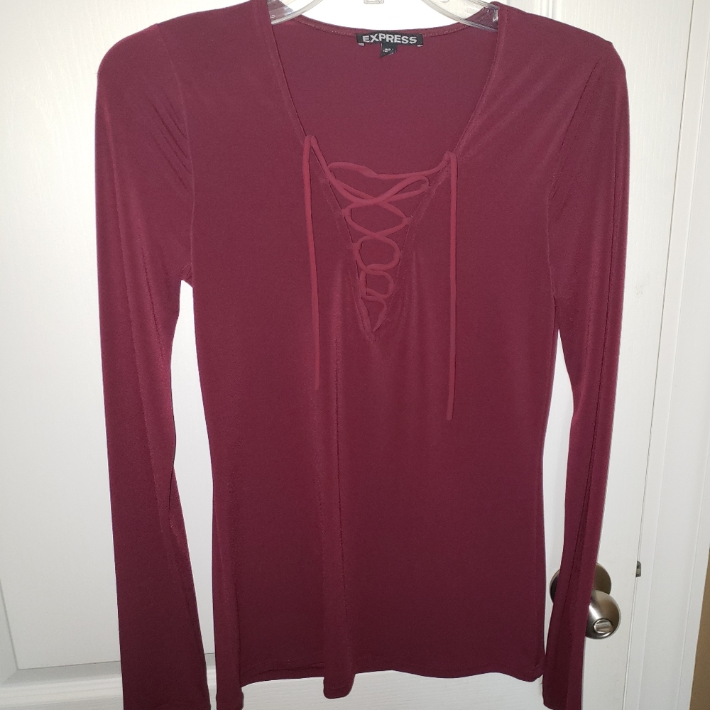 Express lace up long sleeve top
